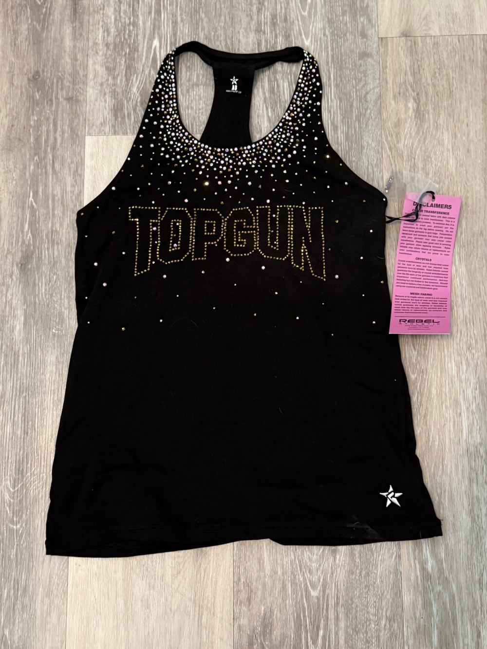 rebels Black Tank Top with Gold and Silver Stud Detailing